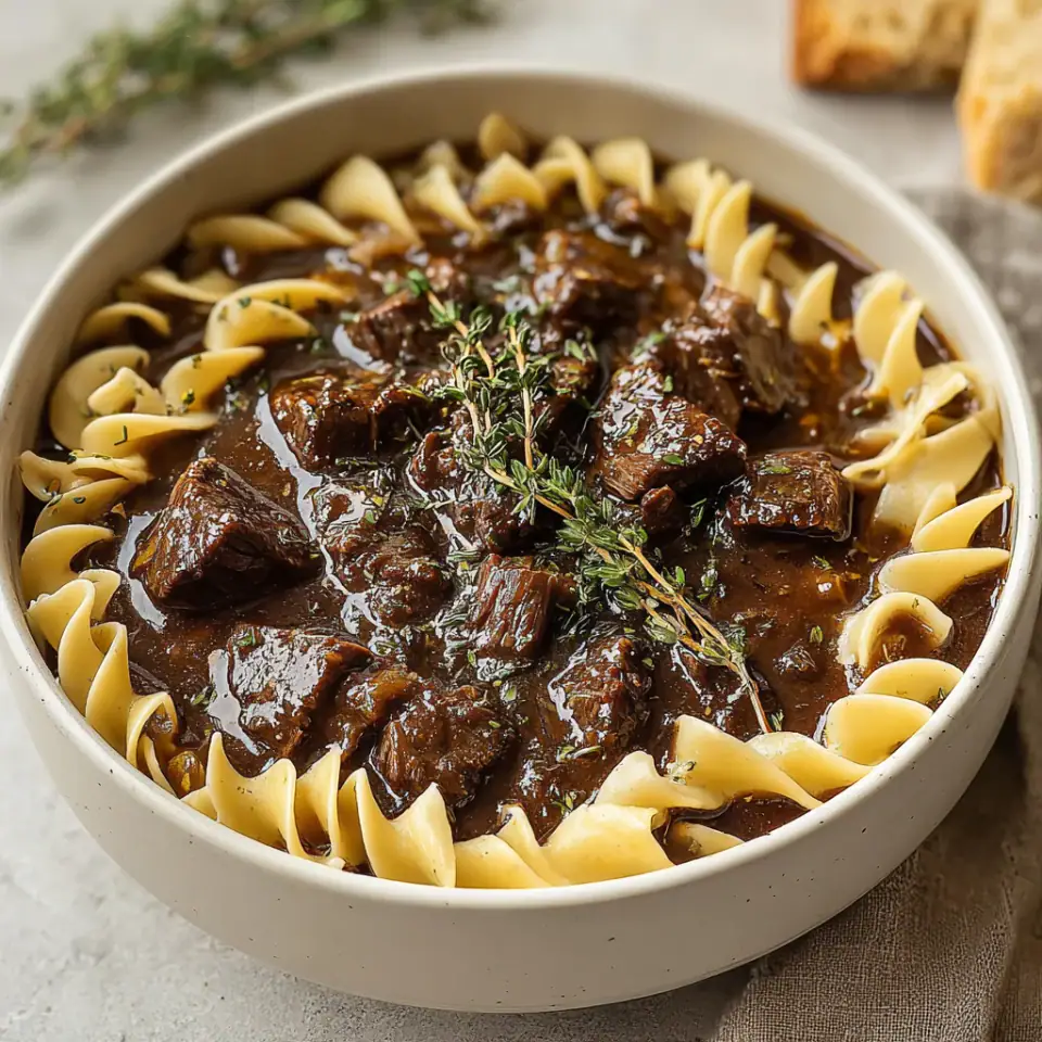 A close look at Homemade Beef and Noodles