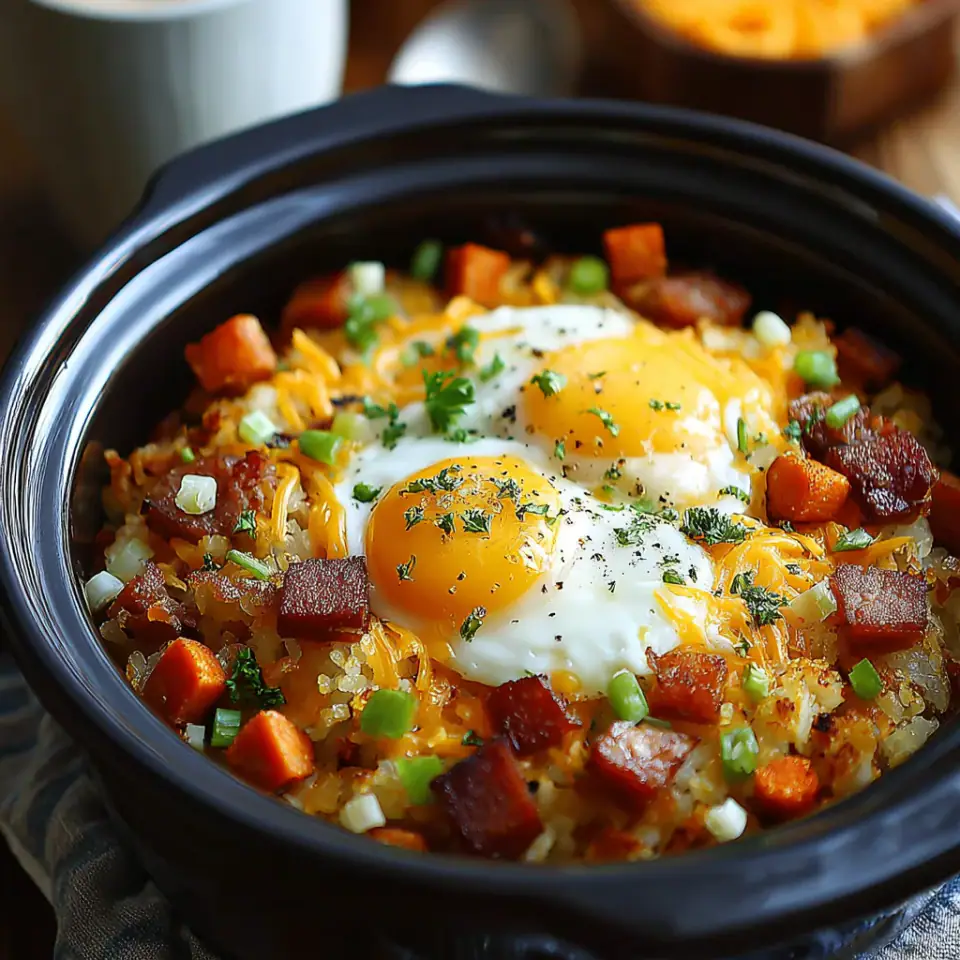 A close look at Crock Pot Mountain Man Breakfast Casserole