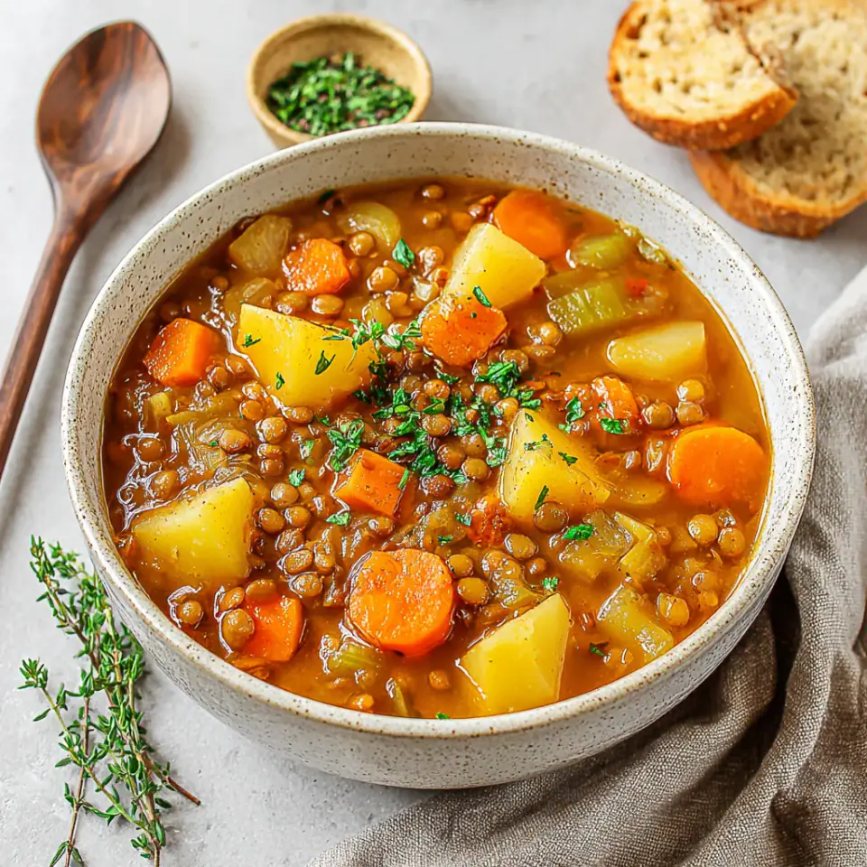 Hearty Vegan Stew, ready to serve