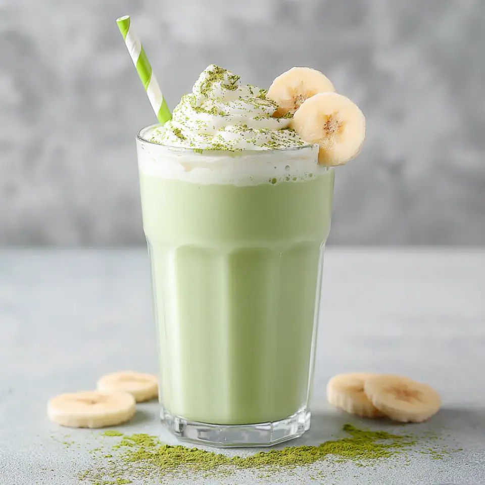 A close look at Homemade Banana Matcha Smoothie