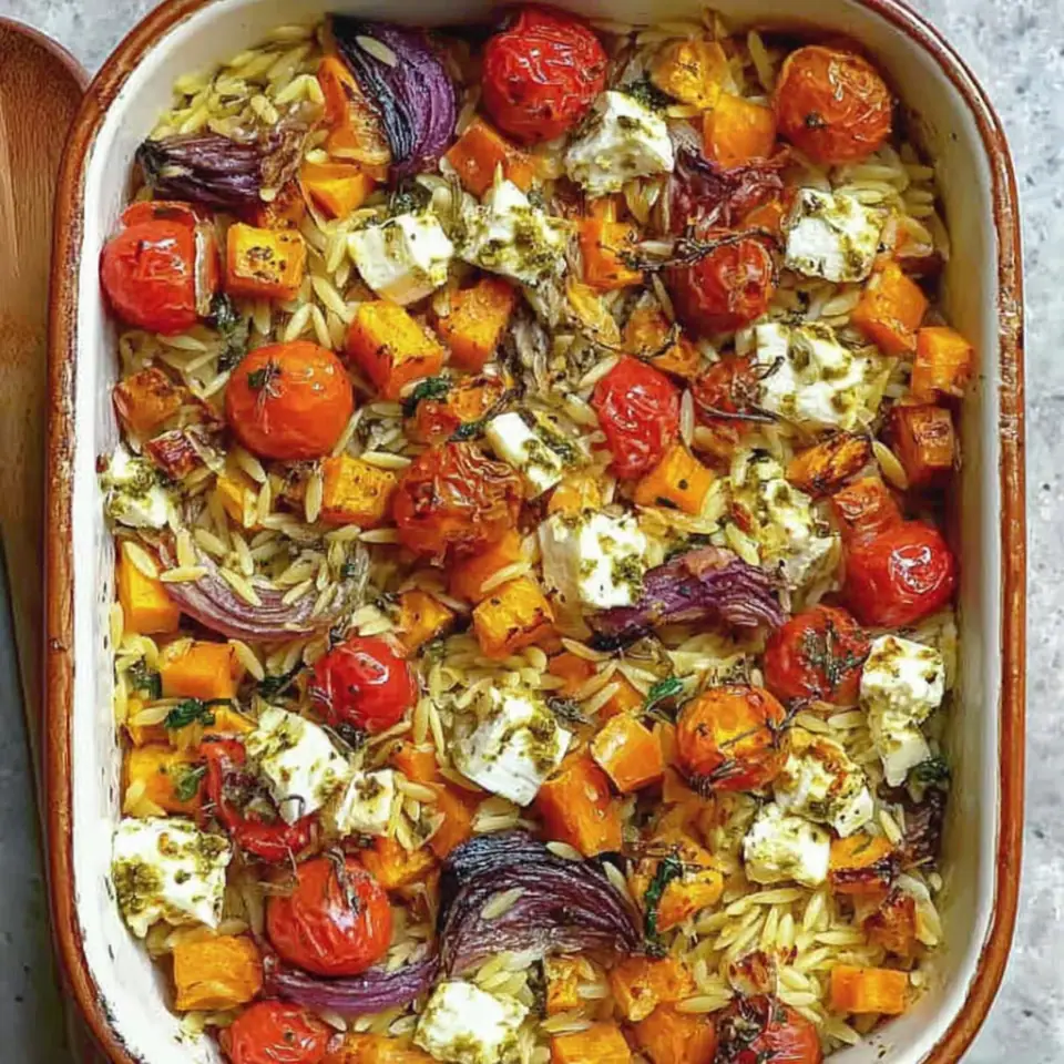 Butternut Squash Orzo Bake with Halloumi