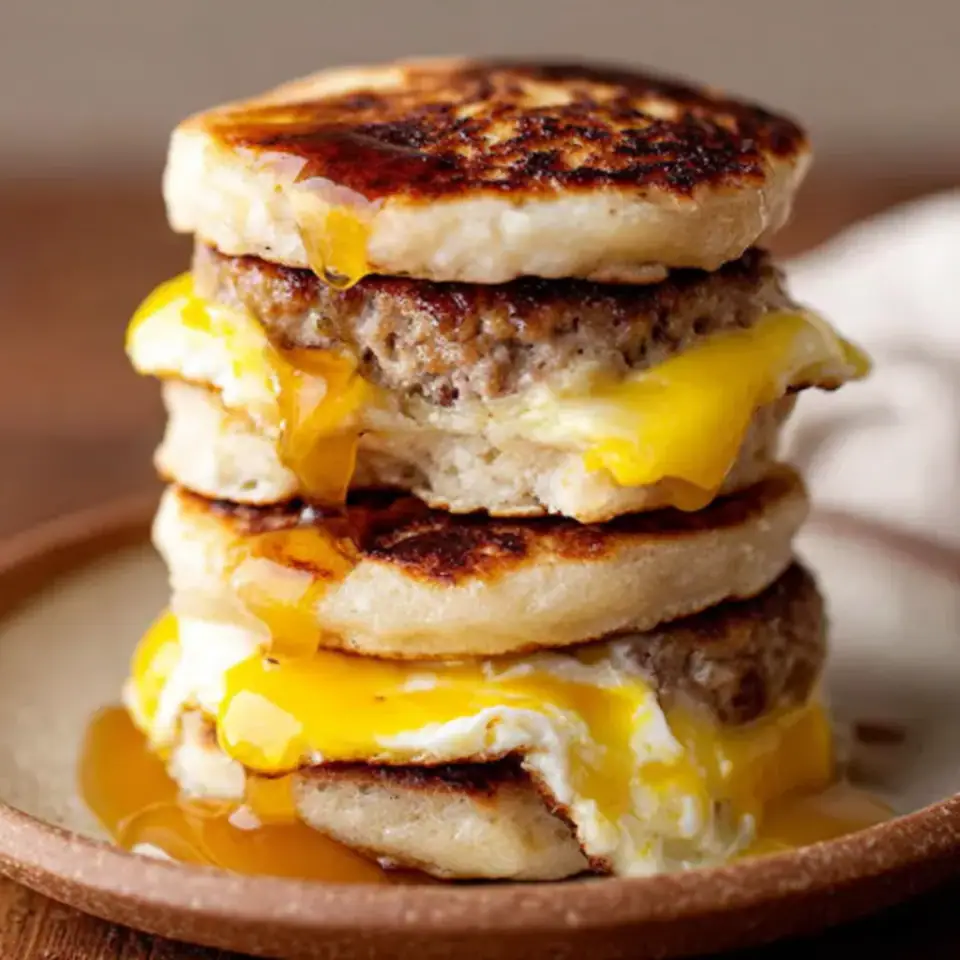 Maple Sausage Egg and Cheese Breakfast Muffins served on the table