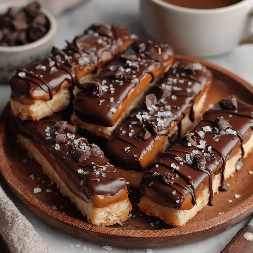 Homemade Twix Bars, ready to serve