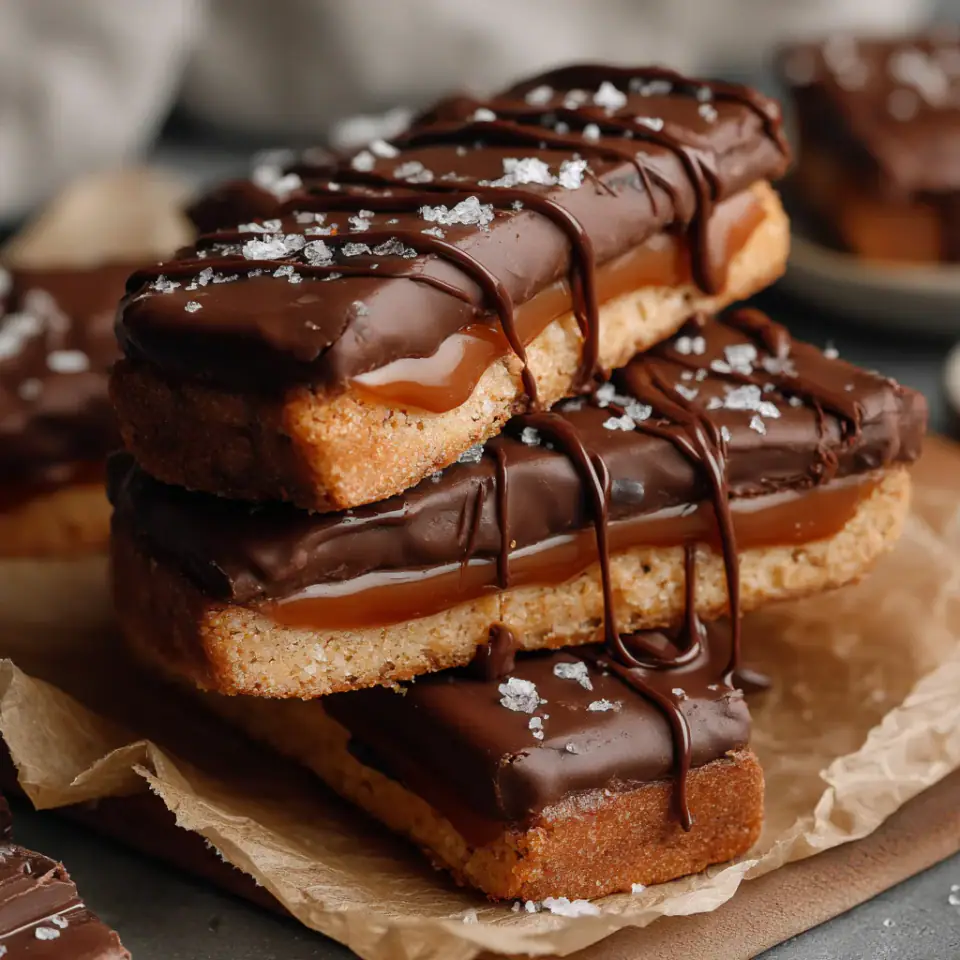 Homemade Twix Bars served on the table