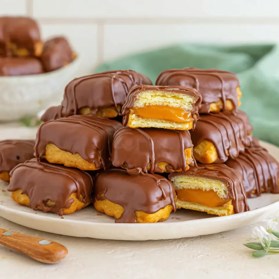 Homemade Twix Bites, ready to serve
