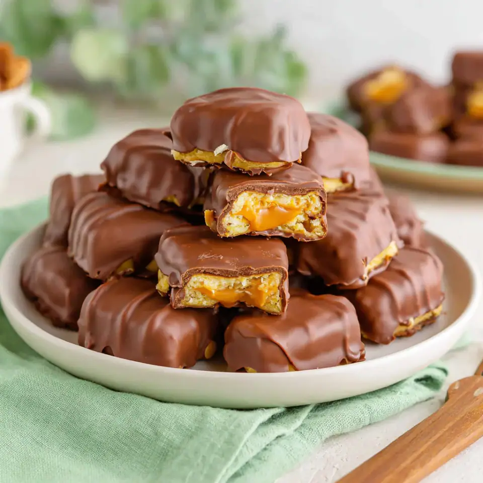 Homemade Twix Bites served on the table