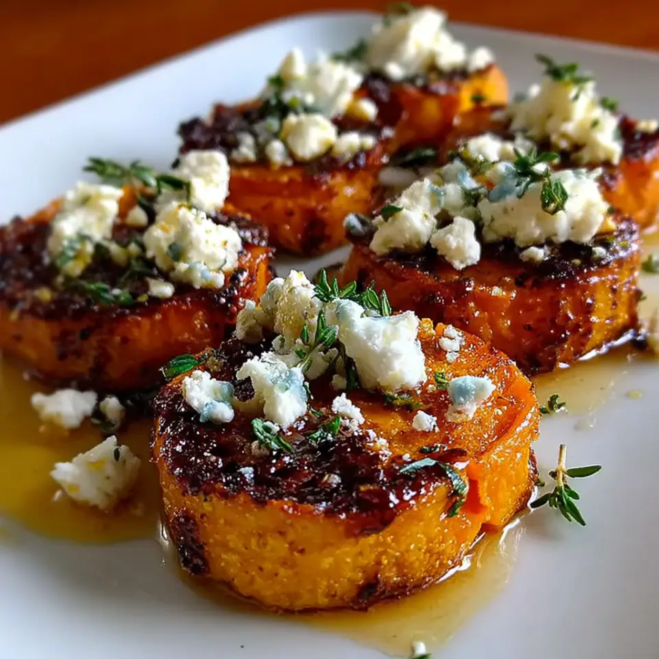 Honey Feta Sweet Potato Rounds, ready to serve