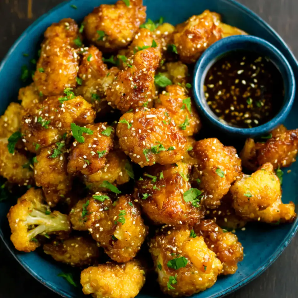 A close look at Honey Garlic Air Fryer Cauliflower Wings