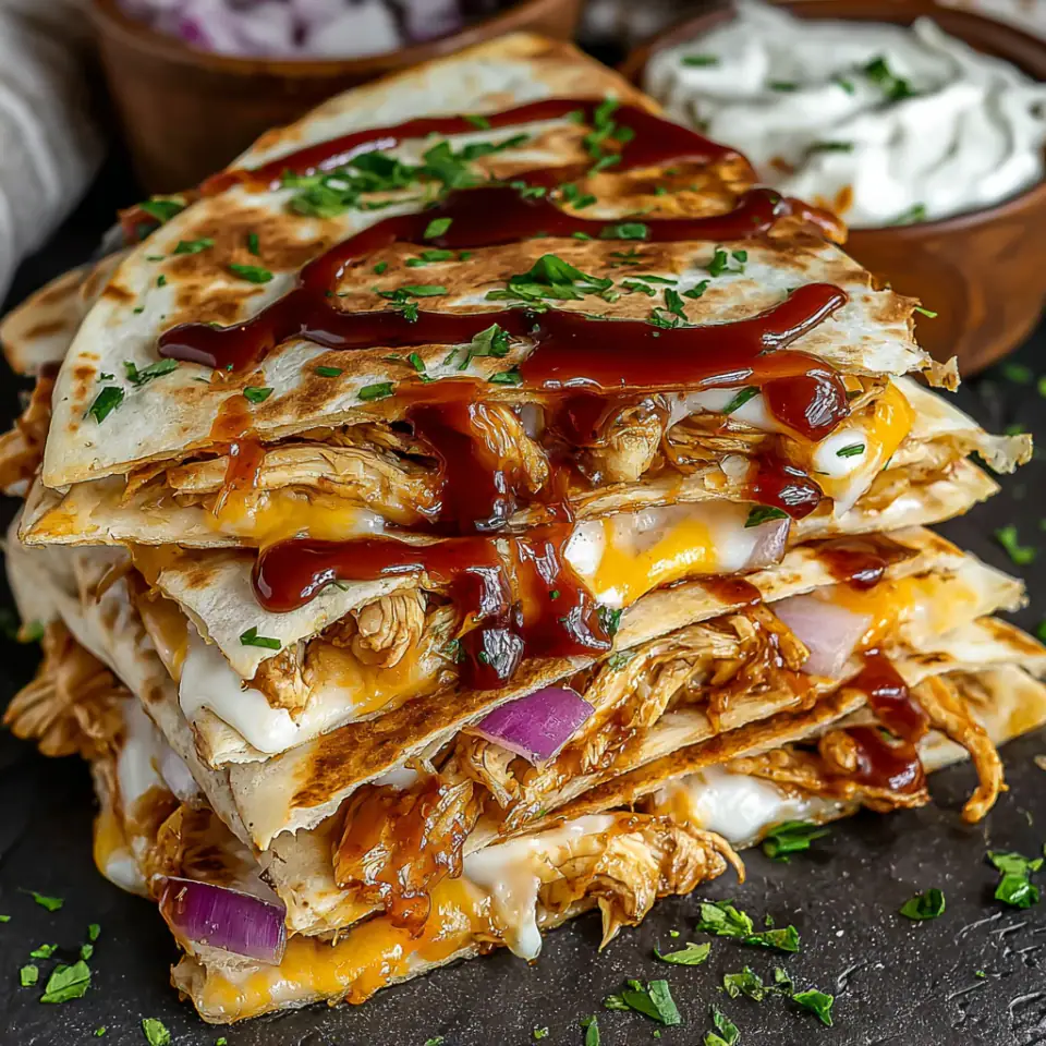 Hot Honey BBQ Chicken Quesadillas