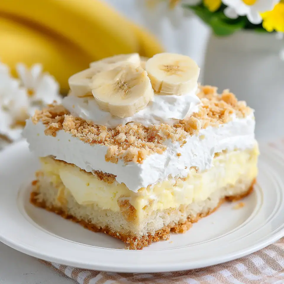 A close look at Banana Pudding Poke Cake