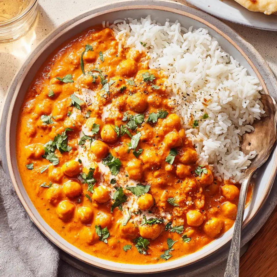 Indian Butter Chickpeas, ready to serve