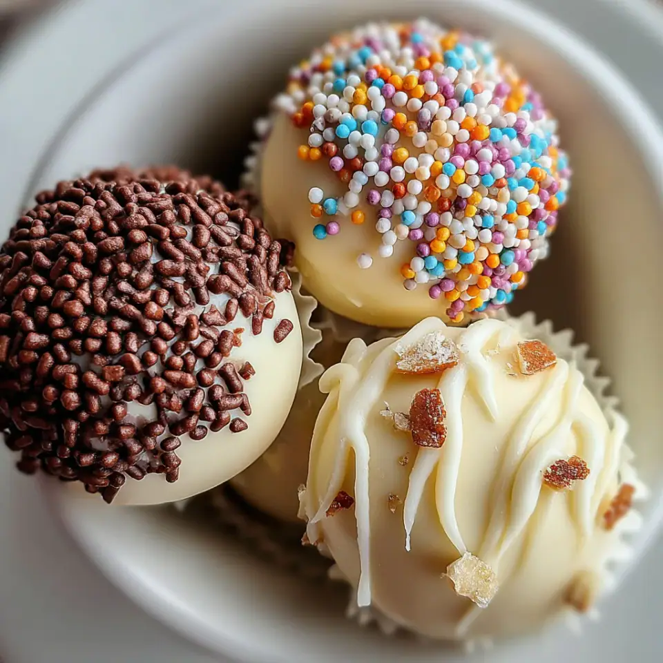White Chocolate Truffles, ready to serve