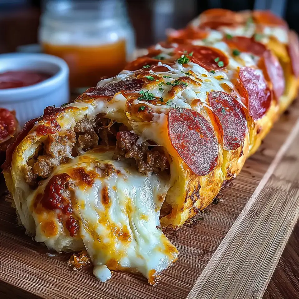 Cheesy Garbage Bread, ready to serve