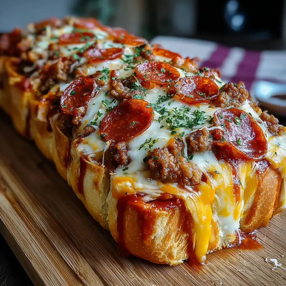 A close look at Cheesy Garbage Bread