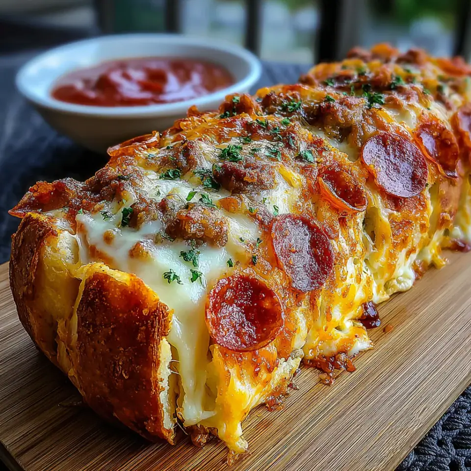 Cheesy Garbage Bread served on the table