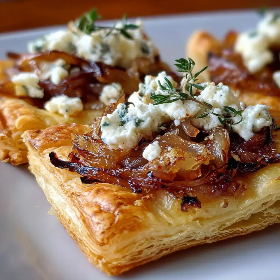 Caramelized Onion and Goat Cheese Tarts, ready to serve