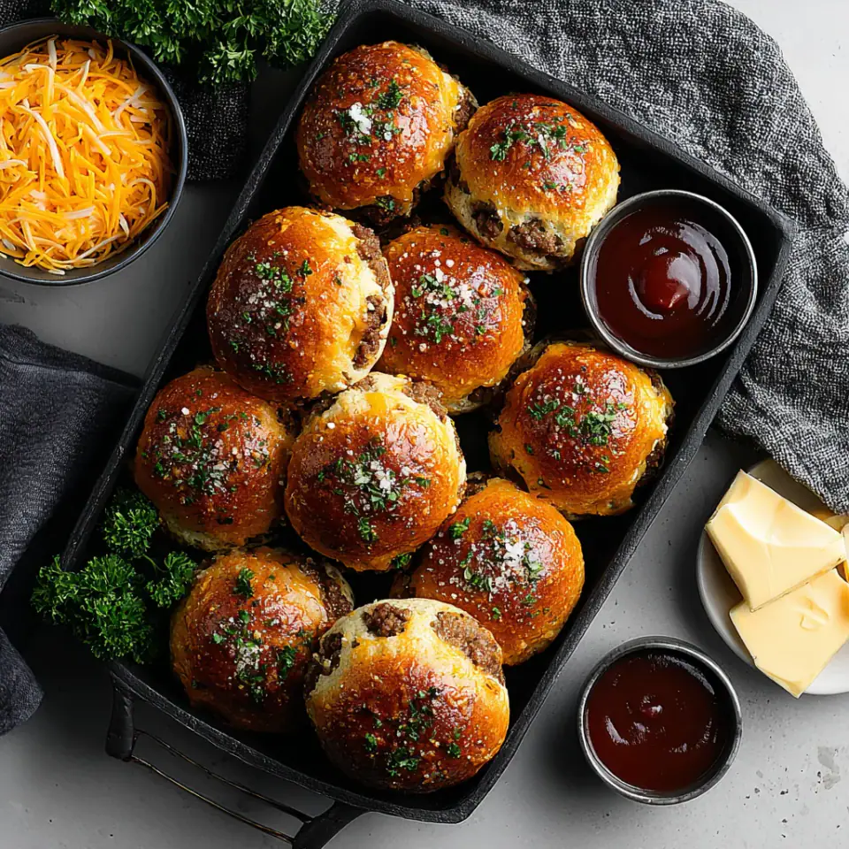 A close look at Garlic Parmesan Cheeseburger Bombs