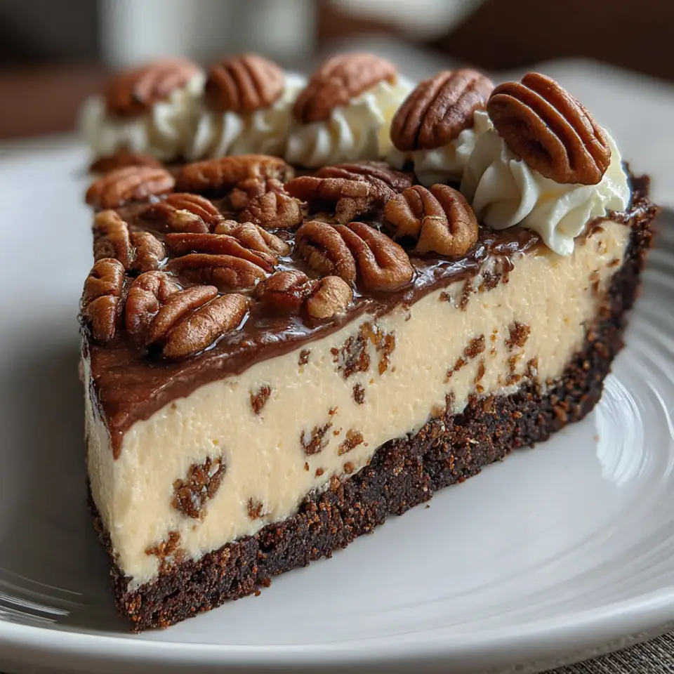 No-Bake Keto Pecan Cream Pie, ready to serve