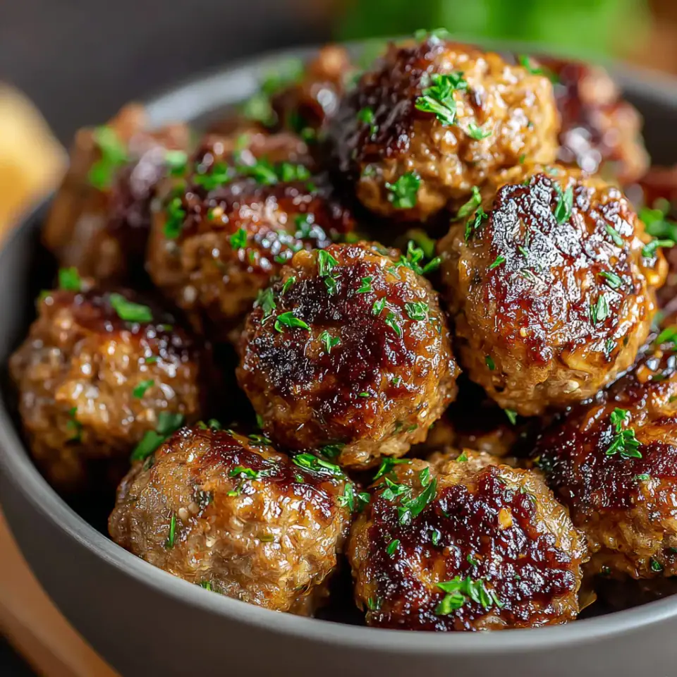 Vegan Mushroom Walnut Meatballs, ready to serve