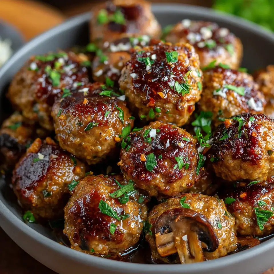 Vegan Mushroom Walnut Meatballs served on the table