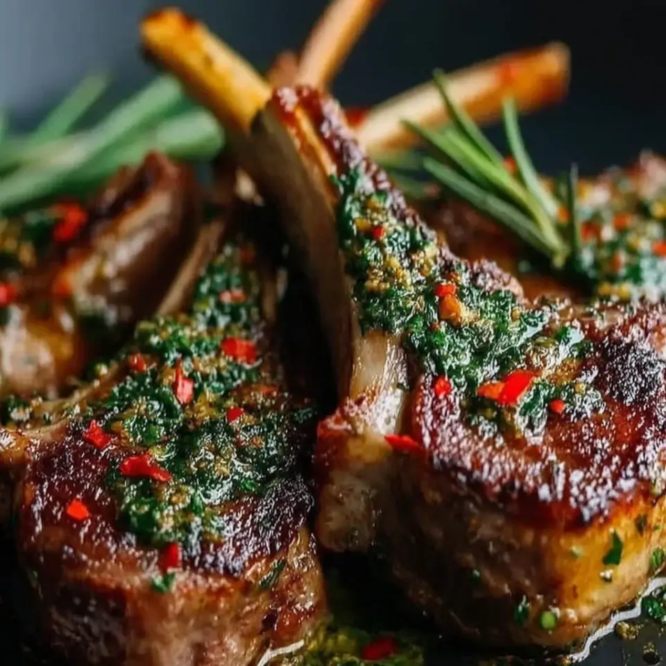 Juicy Garlic Butter Lamb Chops served on the table