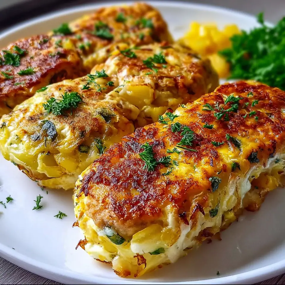 Chicken and Potato Fritters with Garlic Dill Sauce