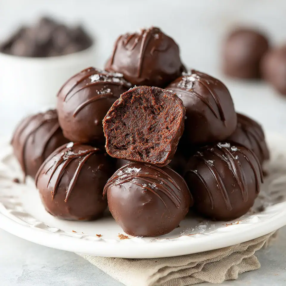 Keto Brownie Batter Truffles served on the table
