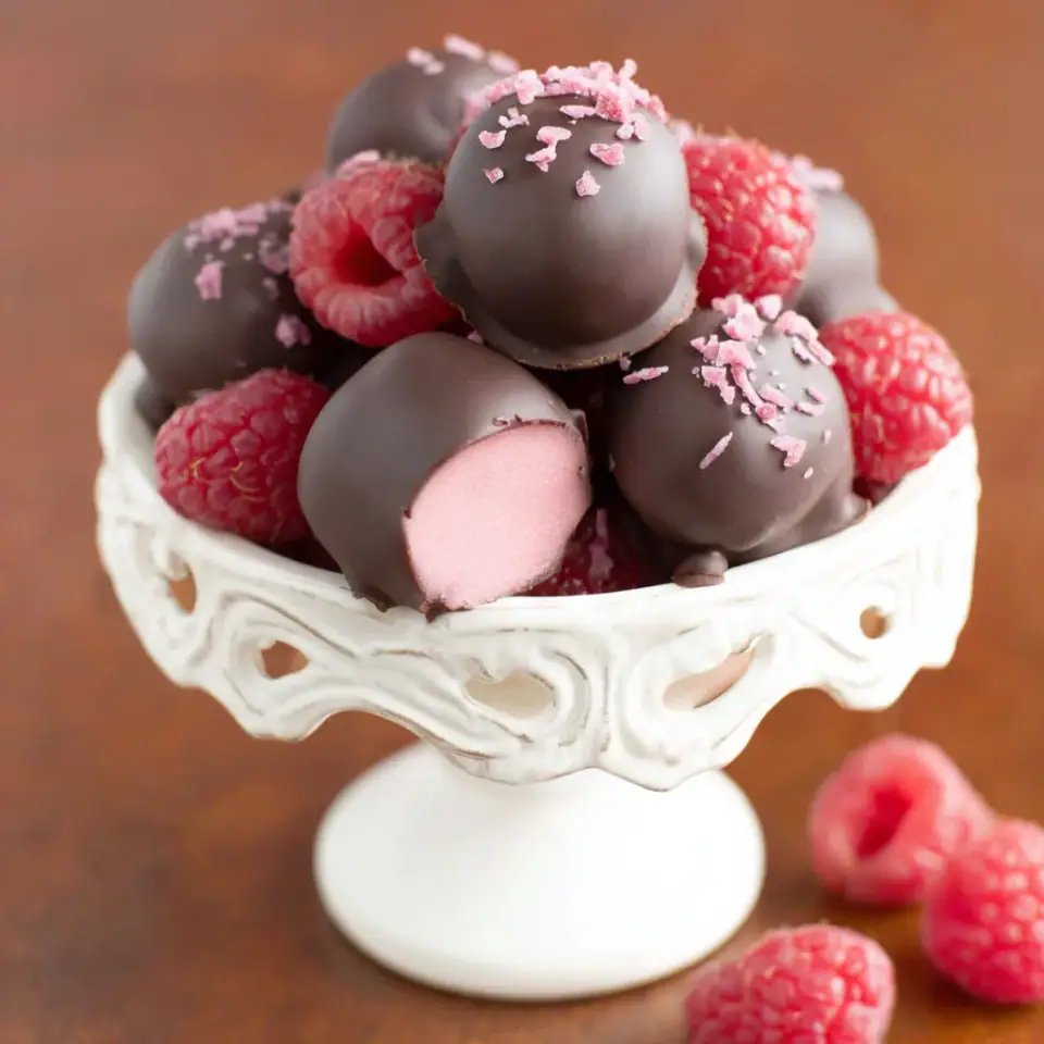Keto Raspberry Cheesecake Bites served on the table