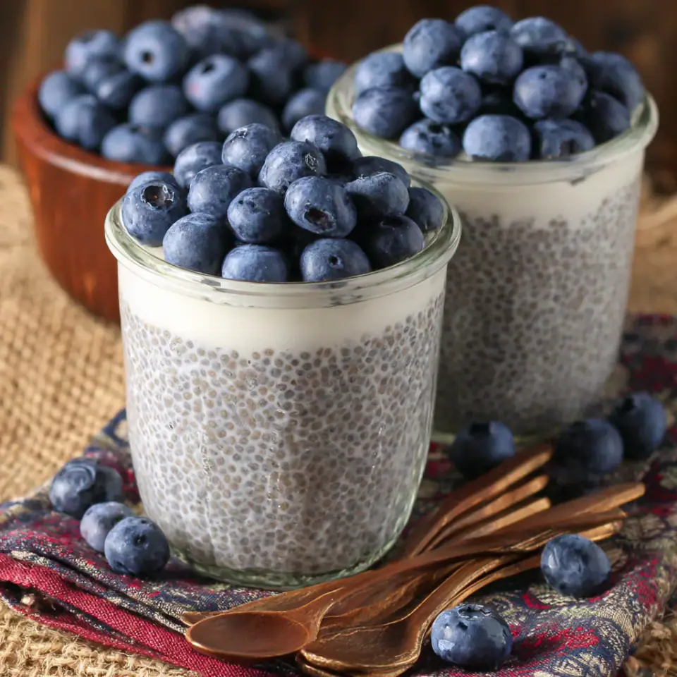 Lemon Blueberry Chia Pudding, ready to serve