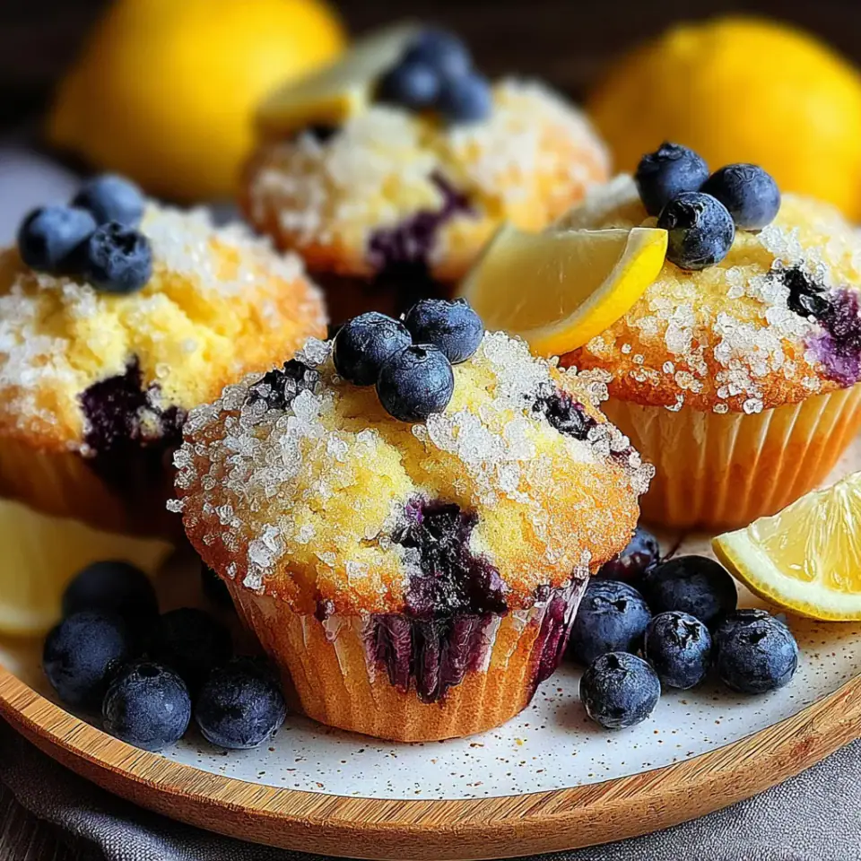 Lemon Blueberry Muffins served on the table