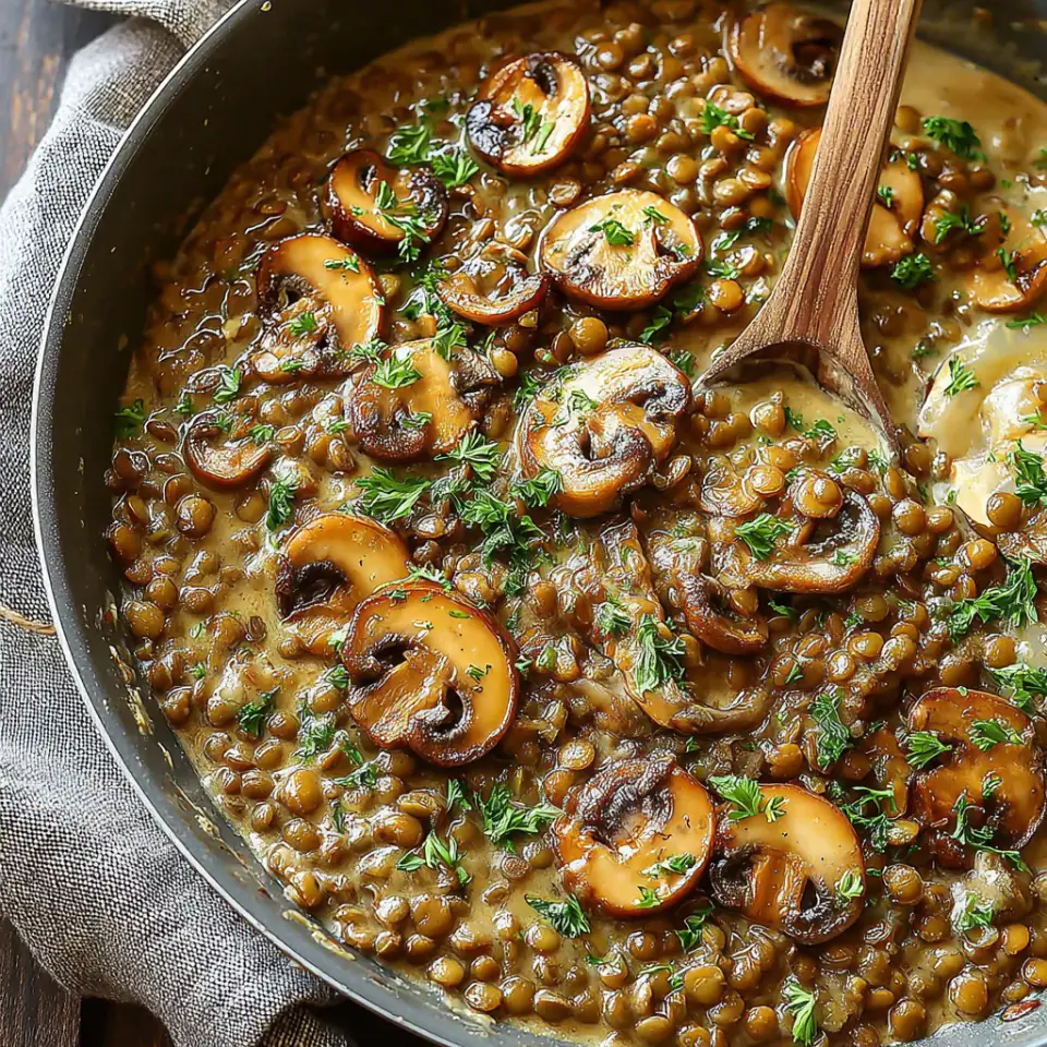 A close look at Lentil Mushroom Stroganoff