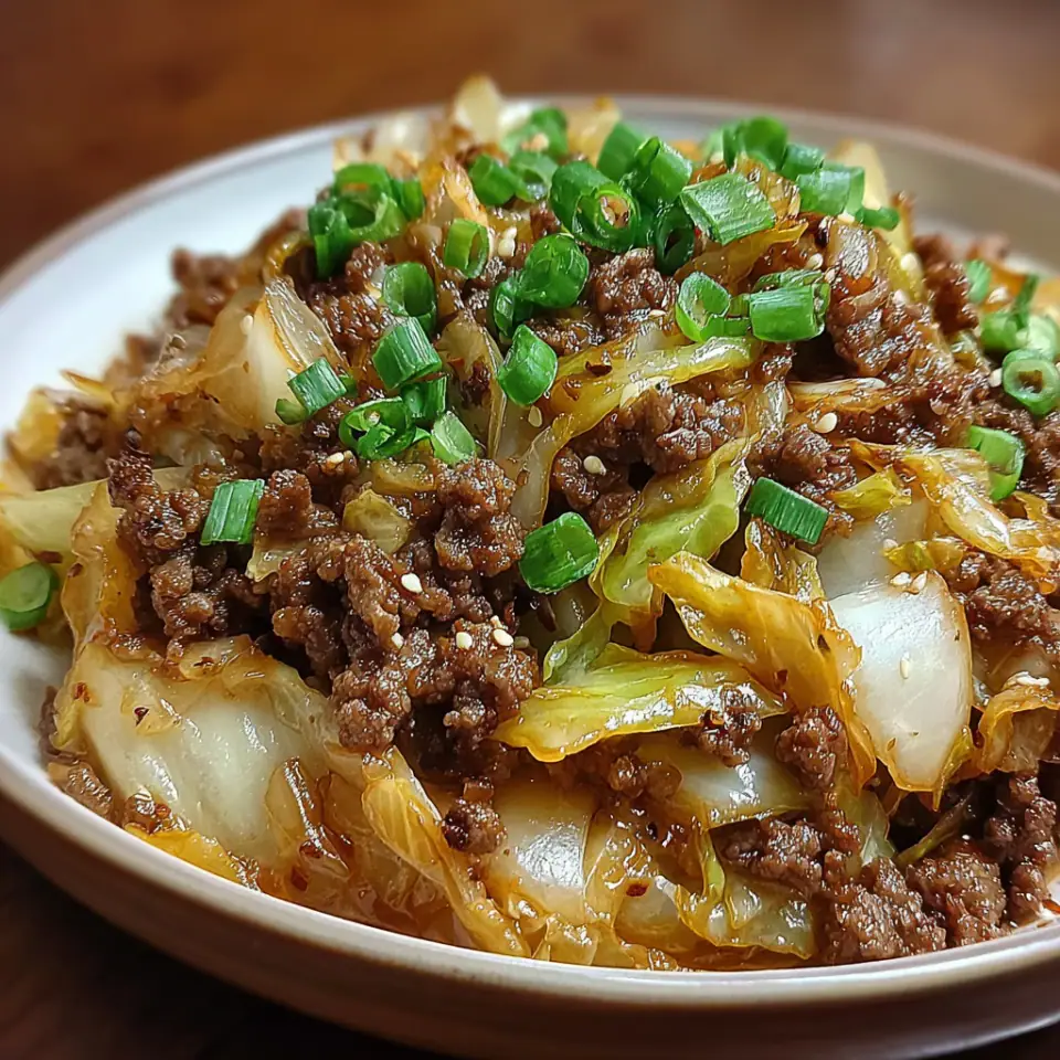 Low-Carb Mongolian Ground Beef and Cabbage