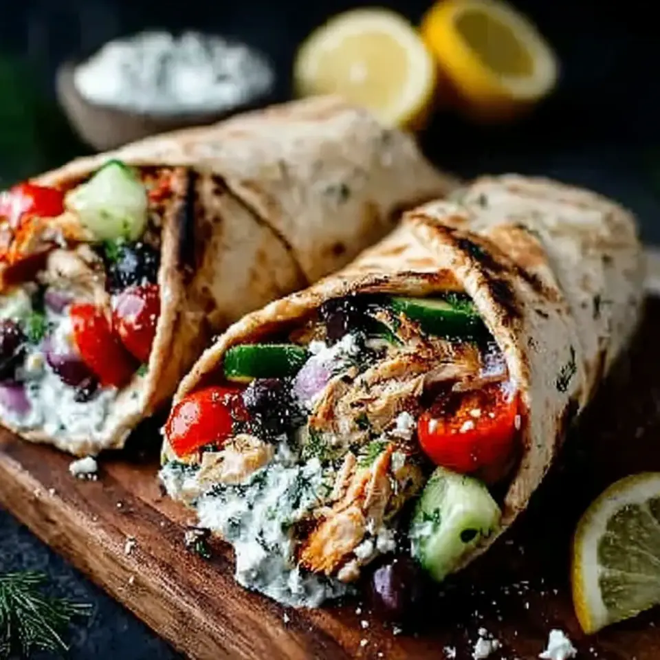 Mediterranean Chicken Wraps served on the table
