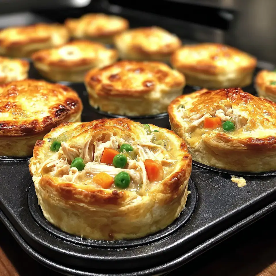 Mini chicken pot pies, ready to serve