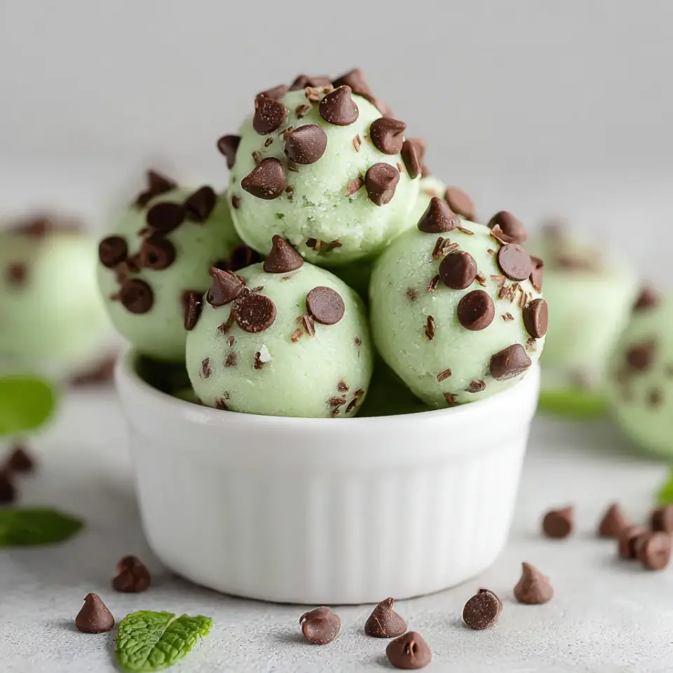 Mint Chocolate Chip Fat Bombs, ready to serve