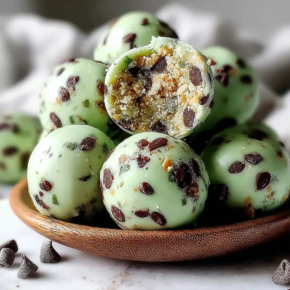 A close look at Mint Chocolate Chip Protein Balls