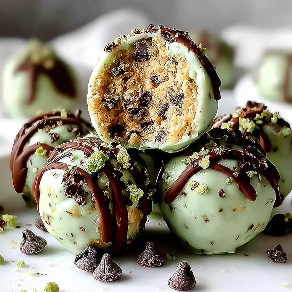 Mint Chocolate Chip Protein Balls served on the table