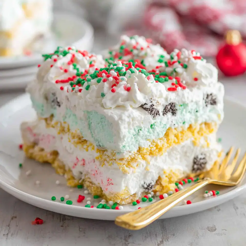 No Bake Christmas Cookie Lush served on the table