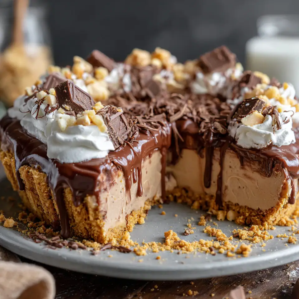 No-Bake Cream Cheese Peanut Butter Pie with Chocolate Whipped Cream