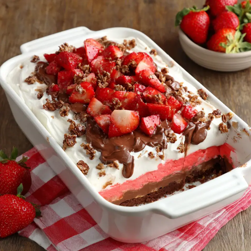 A close look at No-Bake Strawberry Chocolate Dessert Bars