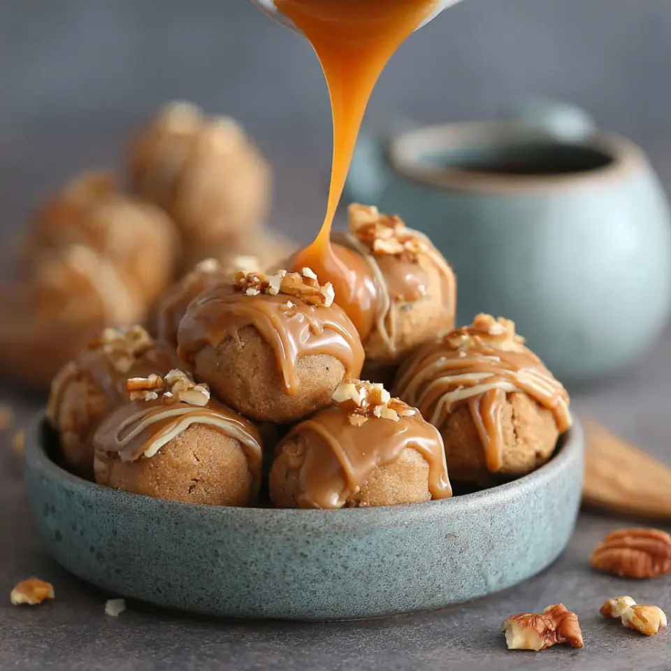 Nutty Caramel Fat Bombs served on the table
