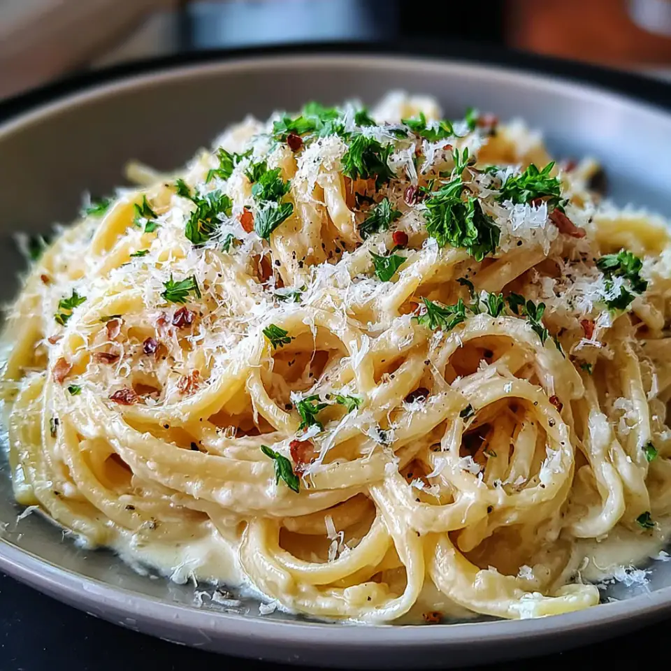 One Pot Creamy Garlic Pasta served on the table
