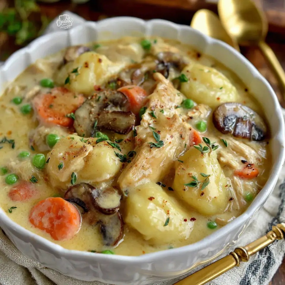 One Pot Gnocchi Chicken Pot Pie served on the table