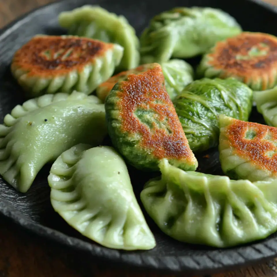 Pan-fried vegetarian dumplings / potstickers