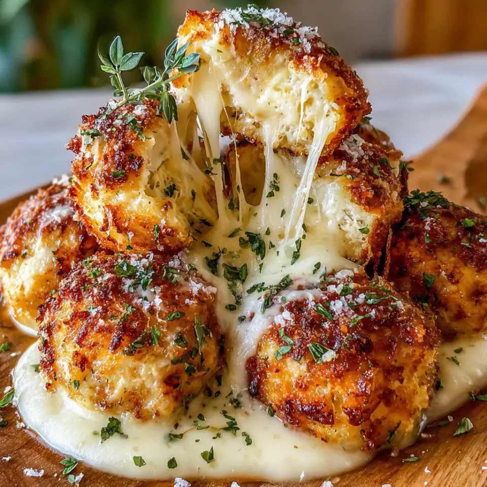 Parmesan Chicken Meatballs in Creamy Sauce, ready to serve