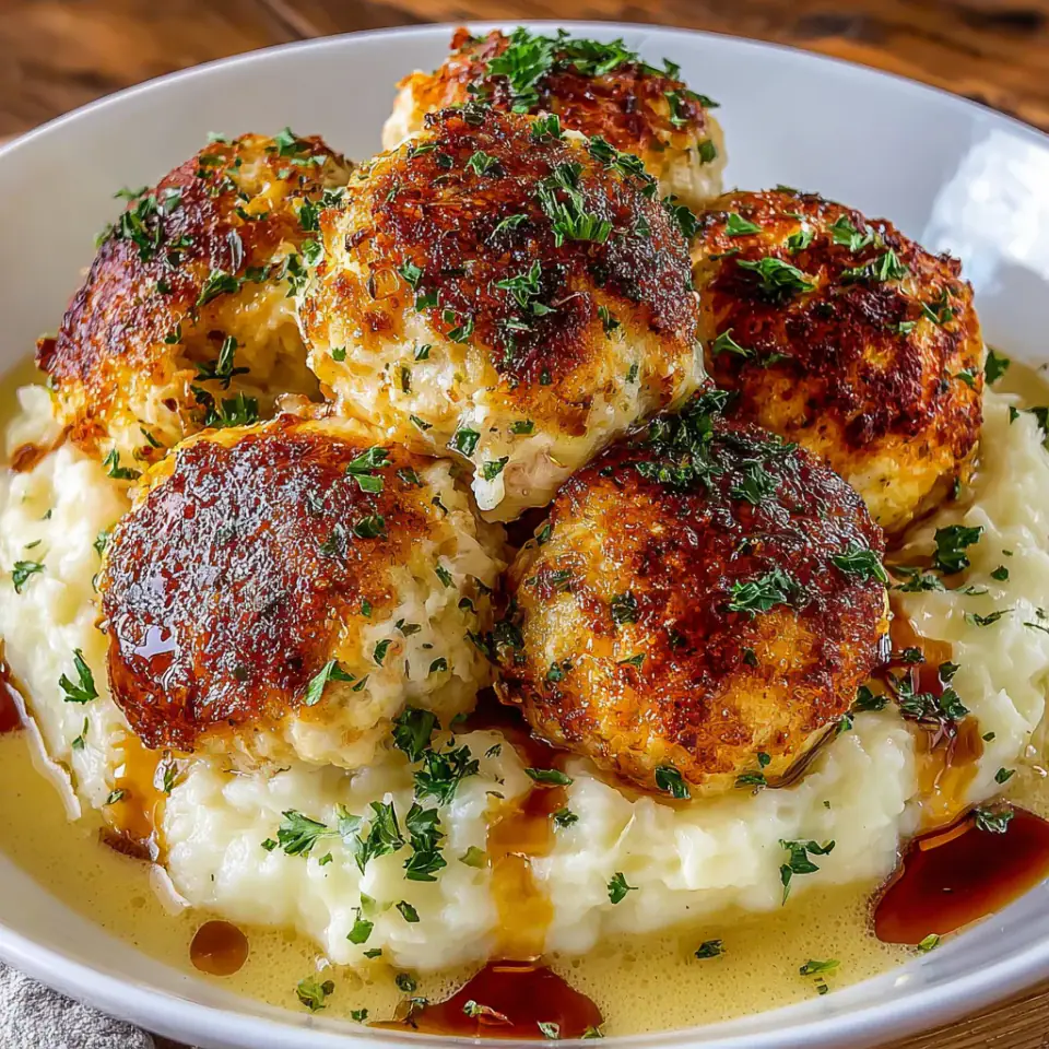 A close look at Parmesan Chicken Meatballs in Creamy Sauce