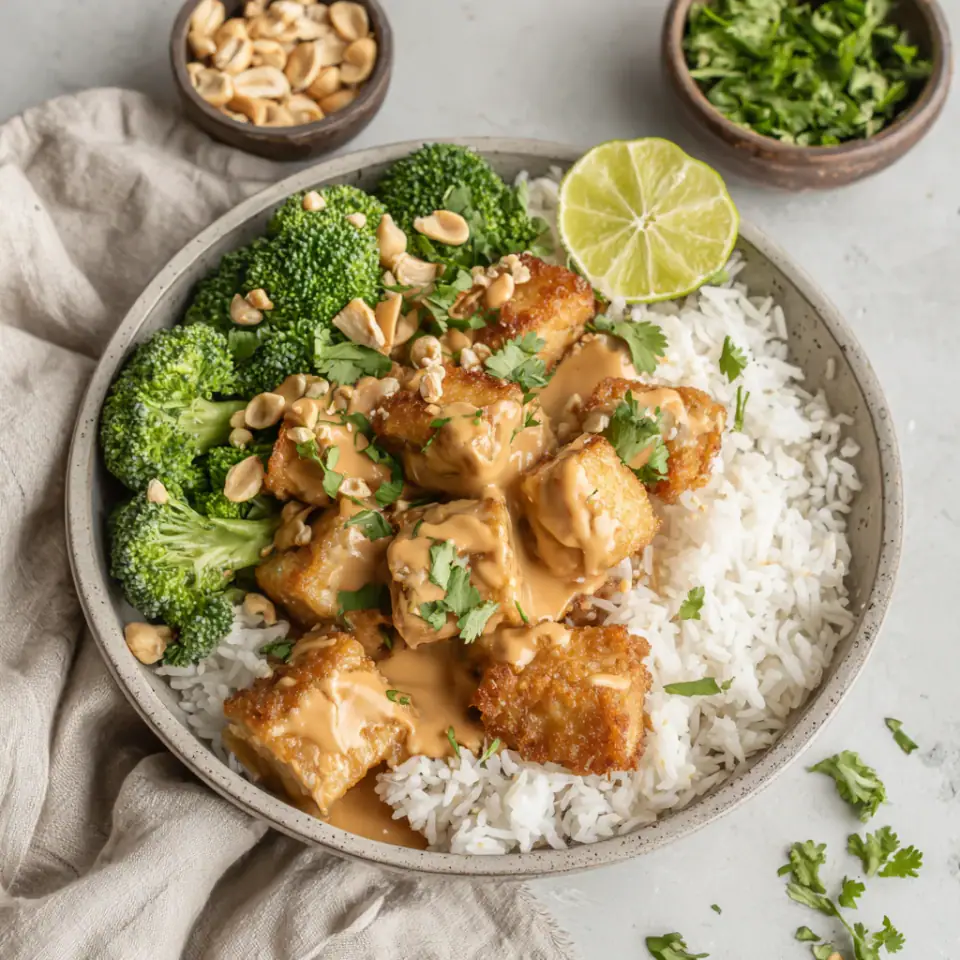 Peanut Tofu with Coconut Rice