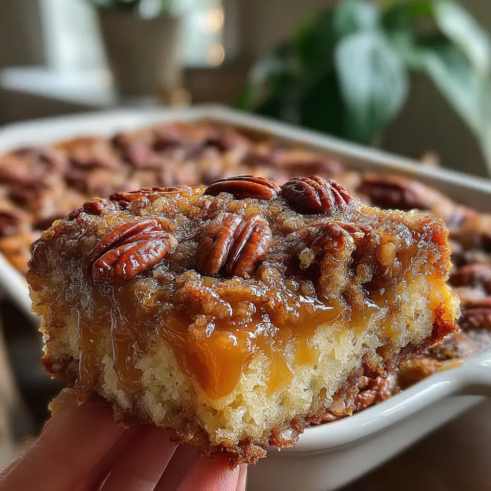 A close look at Pecan Pie Dump Cake