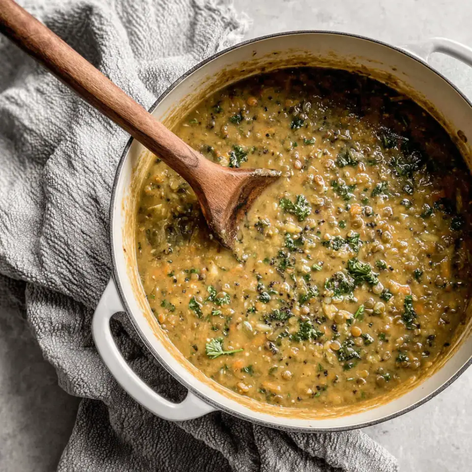 Persian Lentil Soup, ready to serve
