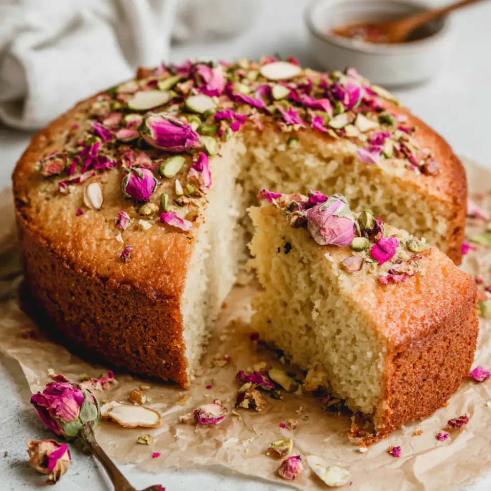 Persian Love Cake Recipe (with almond flour and rose)